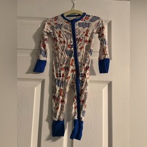 In my jammers Patriotic footies bamboo pjs